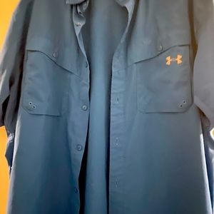 Men’s XL Under Armor Heatgear Fishing Shirt Teal